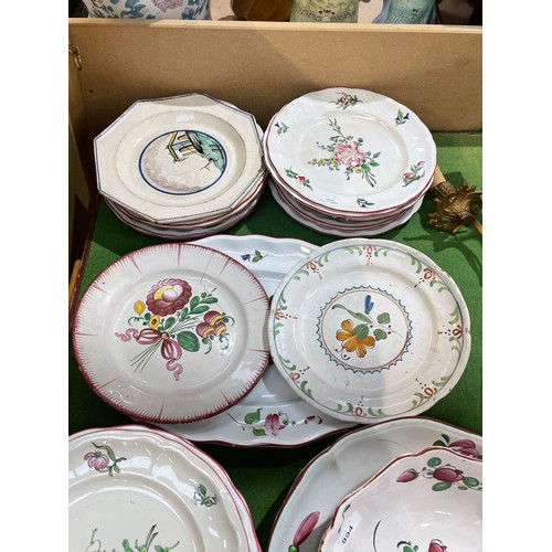 994 - French faience painted pottery plates, including Luneville