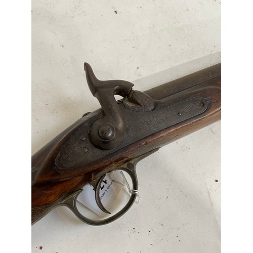 171 - A 19th century percussion sporting gun, with mahogany stock, overall length 119cm