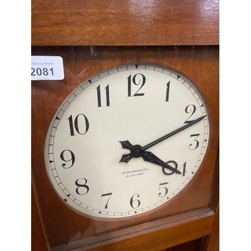 2081 - SYNCHROMATIC ELECTRIC - an early 20th century teak-cased electric slave clock, H135cm