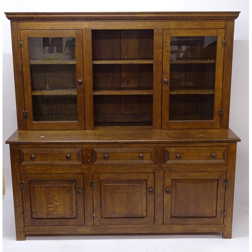 2009 - An early 20th century oak 2-section dresser, W178cm, H178cm, D62cm