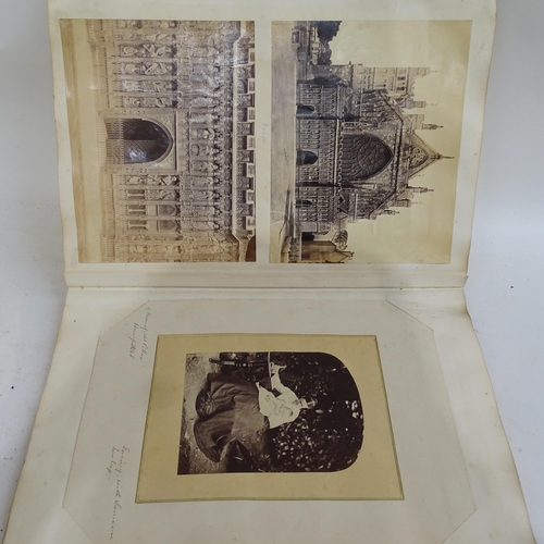 344 - An interesting 19th century Grand Tour world travel photograph and scrap album, containing various l... 