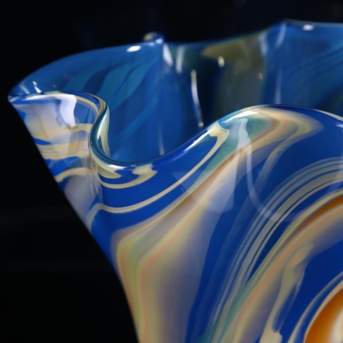 1500 - PETER LAYTON, London Glassblowing Studios, a blue and ochre vase, signed to base, height 19cm.