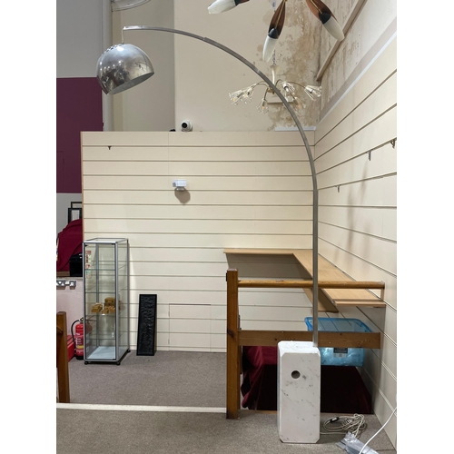 1567 - A 1970s' FLOS ARCO Floor Light with white marble base and aluminium arm and shade, height 238cm.