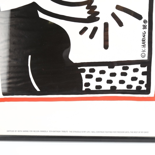 1568 - KEITH HARING, poster created for Nelson Mandela's 70th Birthday Tribute Concert Wembley 18th July 19... 