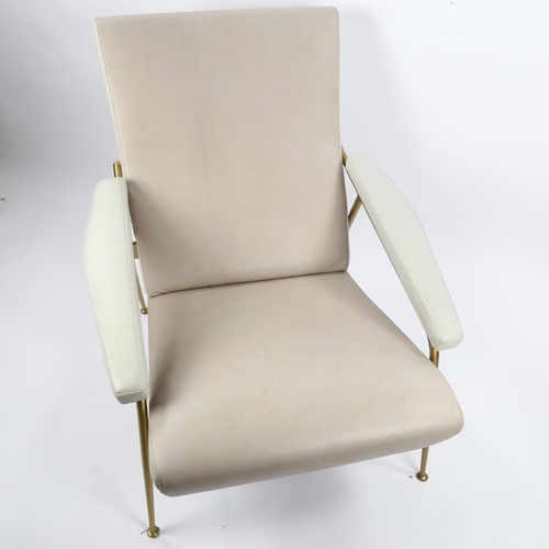 1583 - GIO PONTI, a Model D.153.1 lounge armchair in two-tone sand and paper leather by Molheni & C. Italy,... 