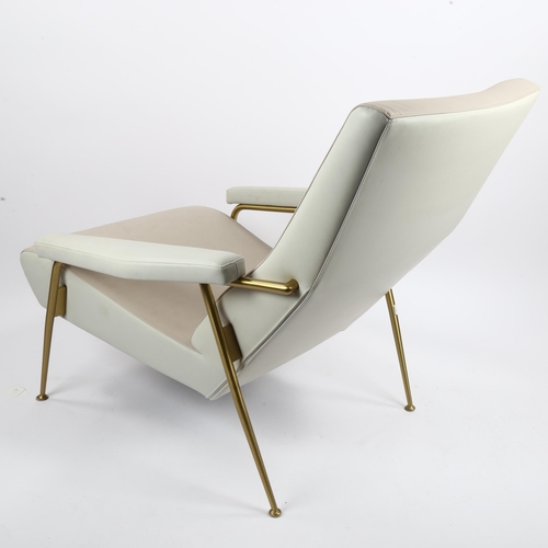 1583 - GIO PONTI, a Model D.153.1 lounge armchair in two-tone sand and paper leather by Molheni & C. Italy,... 