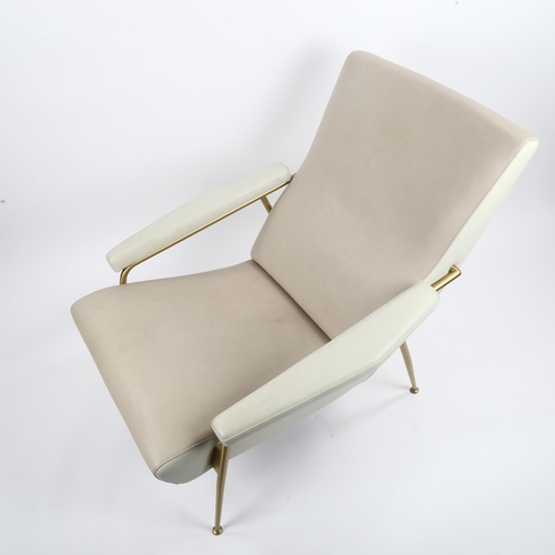 1584 - GIO PONTI, a Model D.153.1 lounge armchair in two-tone sand and paper leather by Molheni & C. Italy,... 