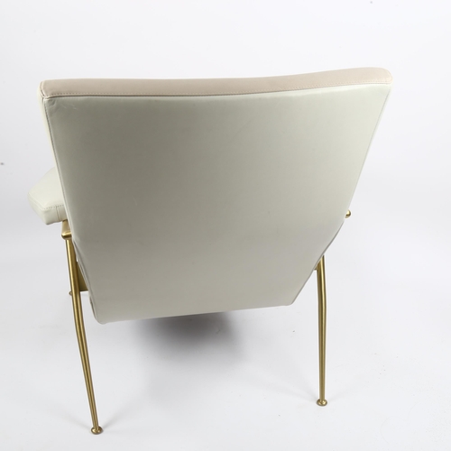 1584 - GIO PONTI, a Model D.153.1 lounge armchair in two-tone sand and paper leather by Molheni & C. Italy,... 