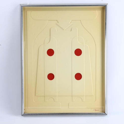 1585 - I RIGACCI, a mid-century moulded plastic geometric panel in frame, signed 66 x 50cm