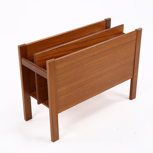 1619 - A two section mid-century teak magazine rack, height 35cm.