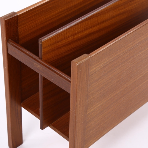 1619 - A two section mid-century teak magazine rack, height 35cm.