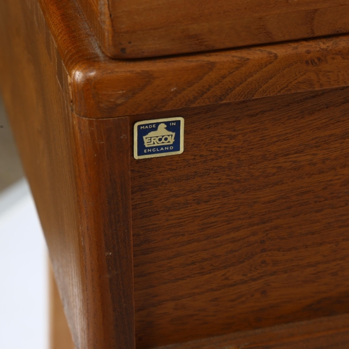 1624 - A 1950/60s' ERCOL, model 479/439, writing desk in elm and beech, H 95cm, W 69cm, D 48cm.