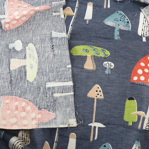 1631 - JESSIE TAIT for Rosebank Furniture, a 1950s' design Toadstools unused fabric panel in two pieces, ov... 