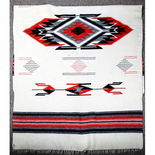 1043 - A Vintage Navajo Native American design wool blanket, approx 200cm x 112cm