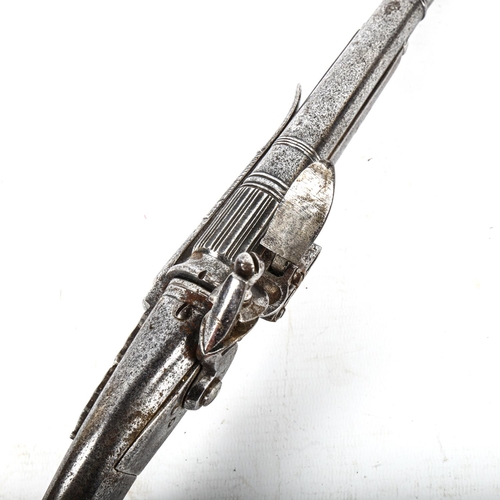 1047 - A Scottish all steel flintlock belt pistol, probably 18th century, no maker's marks or inscriptions,... 