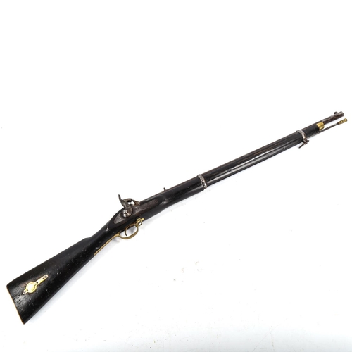 1048 - An Antique brass-mounted percussion rifle