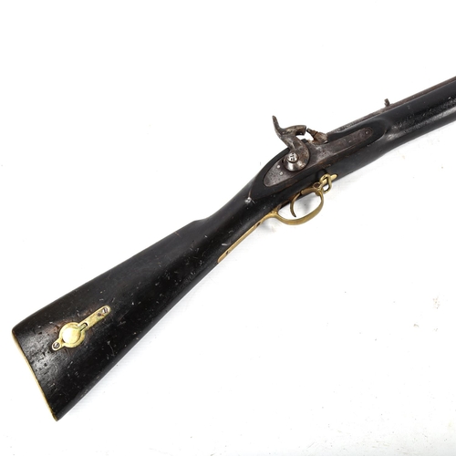 1048 - An Antique brass-mounted percussion rifle