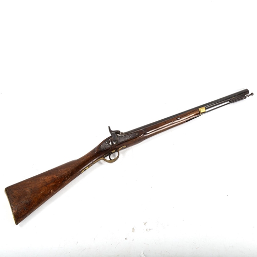 1049 - An Antique brass-mounted percussion rifle