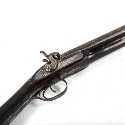 1050 - An Antique double-barrelled percussion rifle by Weatherhead Walters & Co