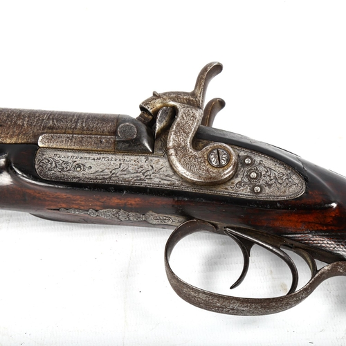 1050 - An Antique double-barrelled percussion rifle by Weatherhead Walters & Co