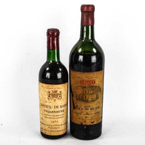 1121 - A bottle of Chateau La Tour Saint-Pierre 1959, Saint Emillion and a half bottle of Chateau De Barbe ... 