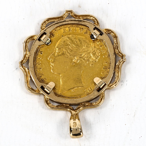 1173 - Queen Victoria 1874 gold sovereign in 9ct gold pendant mount, gross weight 12.3g