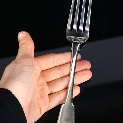 224 - A set of 6 George III silver Fiddle pattern dinner forks, probably by William Welch II, hallmarks Ex... 