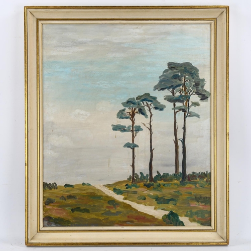 2033 - D P Fawkner, oil on board, Ashdown Forest, 60cm x 50cm, framed