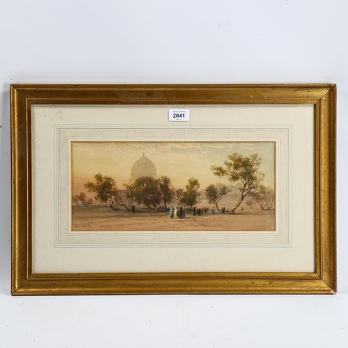 2041 - John Varley Jnr, watercolour, Cairo, signed, 17cm x 38cm, framed