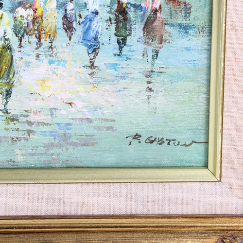 2042 - 2 oils on canvas, circa 1970s, Parisian street scenes, 40cm x 30cm, framed (2)