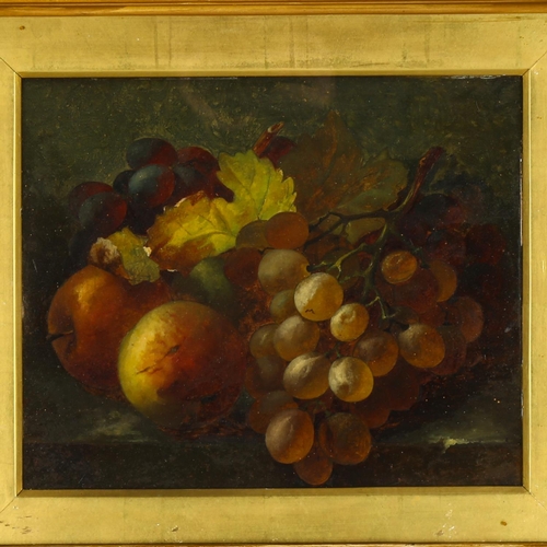 2046 - G J Broome, oil on canvas, still life fruit, signed, 25cm x 30cm, framed