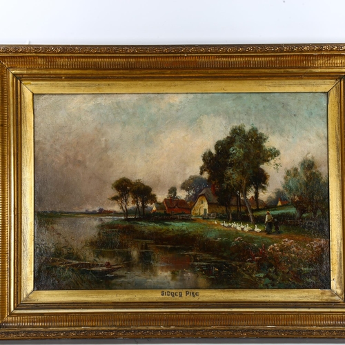 2059 - 19th century oil on canvas, figures driving geese, unsigned, 50cm x 76cm, framed