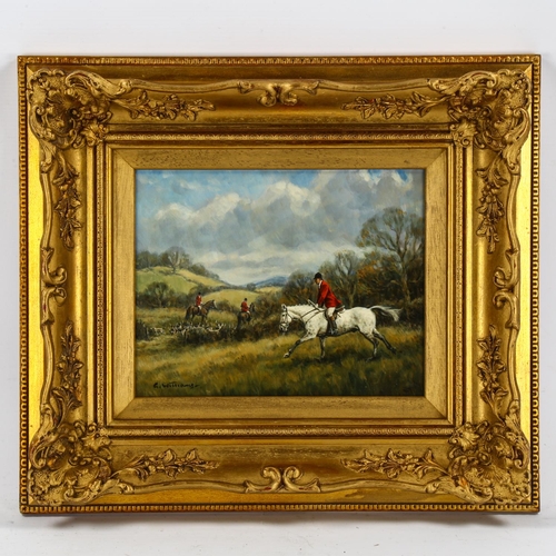 2067 - Glynn Williams (born 1955), oil on board, hunting scene, signed, 19cm x 24cm, framed