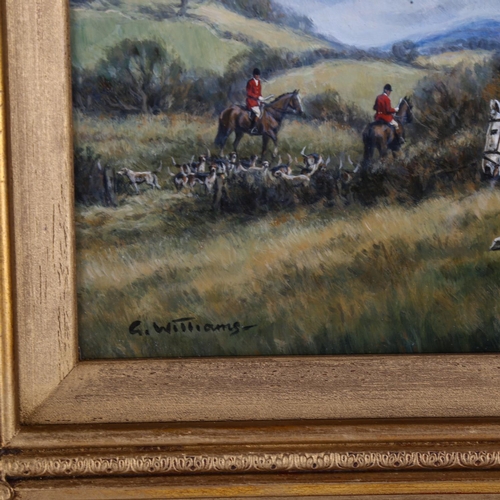 2067 - Glynn Williams (born 1955), oil on board, hunting scene, signed, 19cm x 24cm, framed