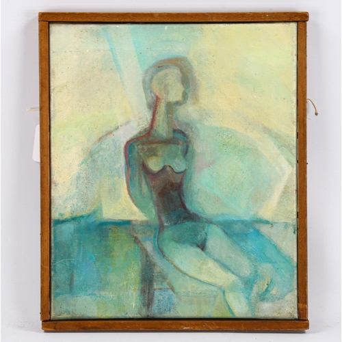 2068 - 20th century oil on canvas, abstract figure, unsigned, 30cm x 25cm, framed