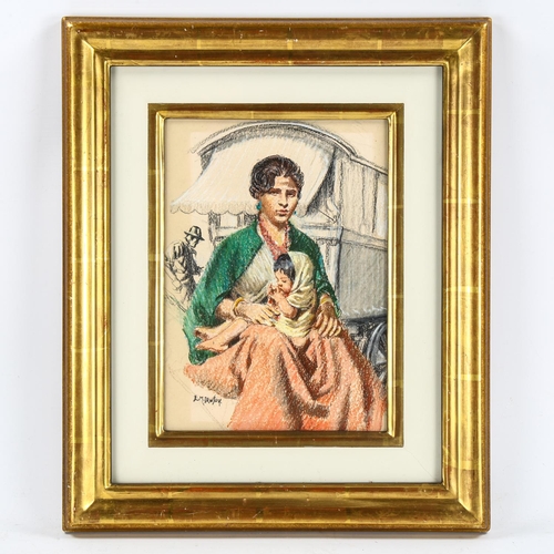 2070 - Elsie May Robson (nee Dawson) (1886 - 1971), coloured pastels, nomads, signed, 28cm x 19cm, framed