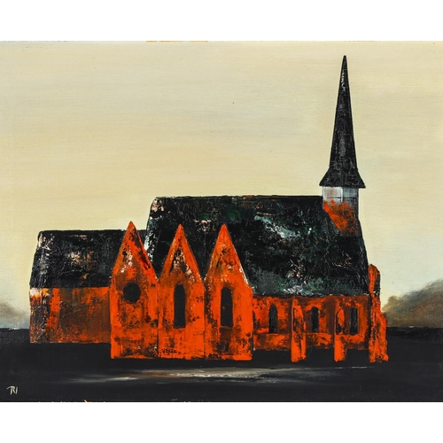 2077 - Margaret Norton, oil on canvas, Holy Trinity Horsham, signed and dated 1965, 40cm x 50cm, unframed