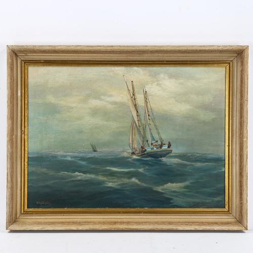 2078 - W Wilkie, oil on board, marine scene, signed, 33cm x 44cm, framed