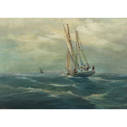 2078 - W Wilkie, oil on board, marine scene, signed, 33cm x 44cm, framed