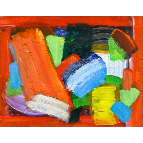 2098 - Ray Middleton, contemporary acrylic on card, abstract, 40cm x 50cm, framed