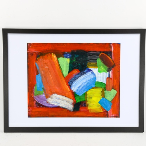 2098 - Ray Middleton, contemporary acrylic on card, abstract, 40cm x 50cm, framed