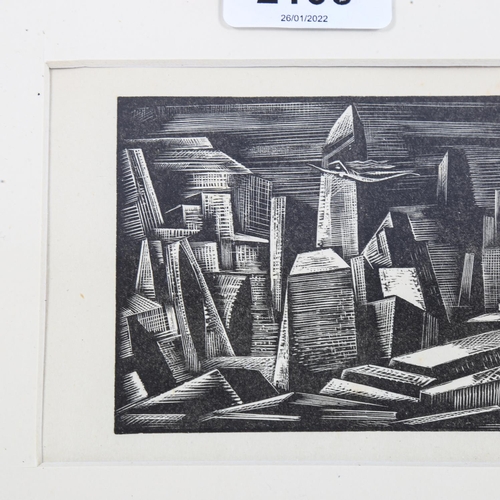 2106 - Paul Nash (1889-1946), wood engraving on paper, Das Rheingold, Scene 1, from Wagner’s Music Drama of... 