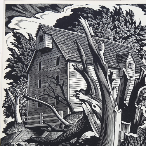 2113 - George Mackley (1900-1983), wood engraving on paper, The Mill (1946), 19cm x 13.5cm,  printed on Bas... 