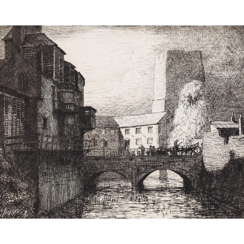 2117 - Sydney William Carline (1888-1929), etching on paper, Oxford Castle (c 1920), 13.8cm x 17.6cm, signe... 