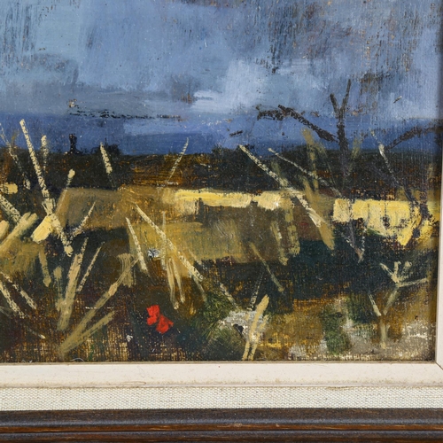 2123 - Michael Lawrence Cadman (1920-2010), oil on board, Autumn Fields, framed, 20cm x 36cm, provenance – ... 