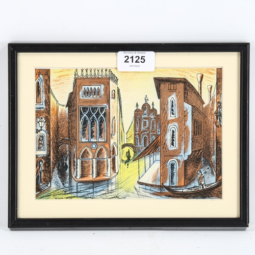 2125 - Edward Bawden (1903-1989), original colour lithograph on paper, Venice, from Travellers’ Verse, prin... 