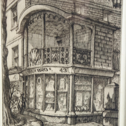 2129 - John Lewis Stant (1905-1964), etching on paper, The Musick Gallery, Pantiles, Tunbridge Wells (1961)... 