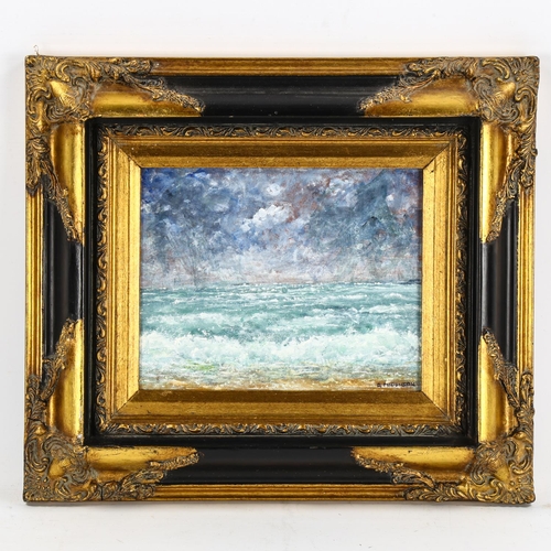 2133 - Ray Middleton, contemporary oil on board, shore scene, 20cm x 25cm, framed