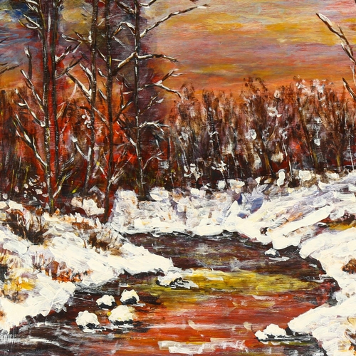 2136 - Ray Middleton, acrylic on board, winter scene, 50cm x 60cm, framed