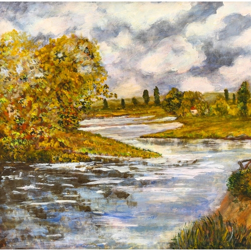 2137 - Ray Middleton, oil on canvas, river scene, 50cm x 60cm, framed